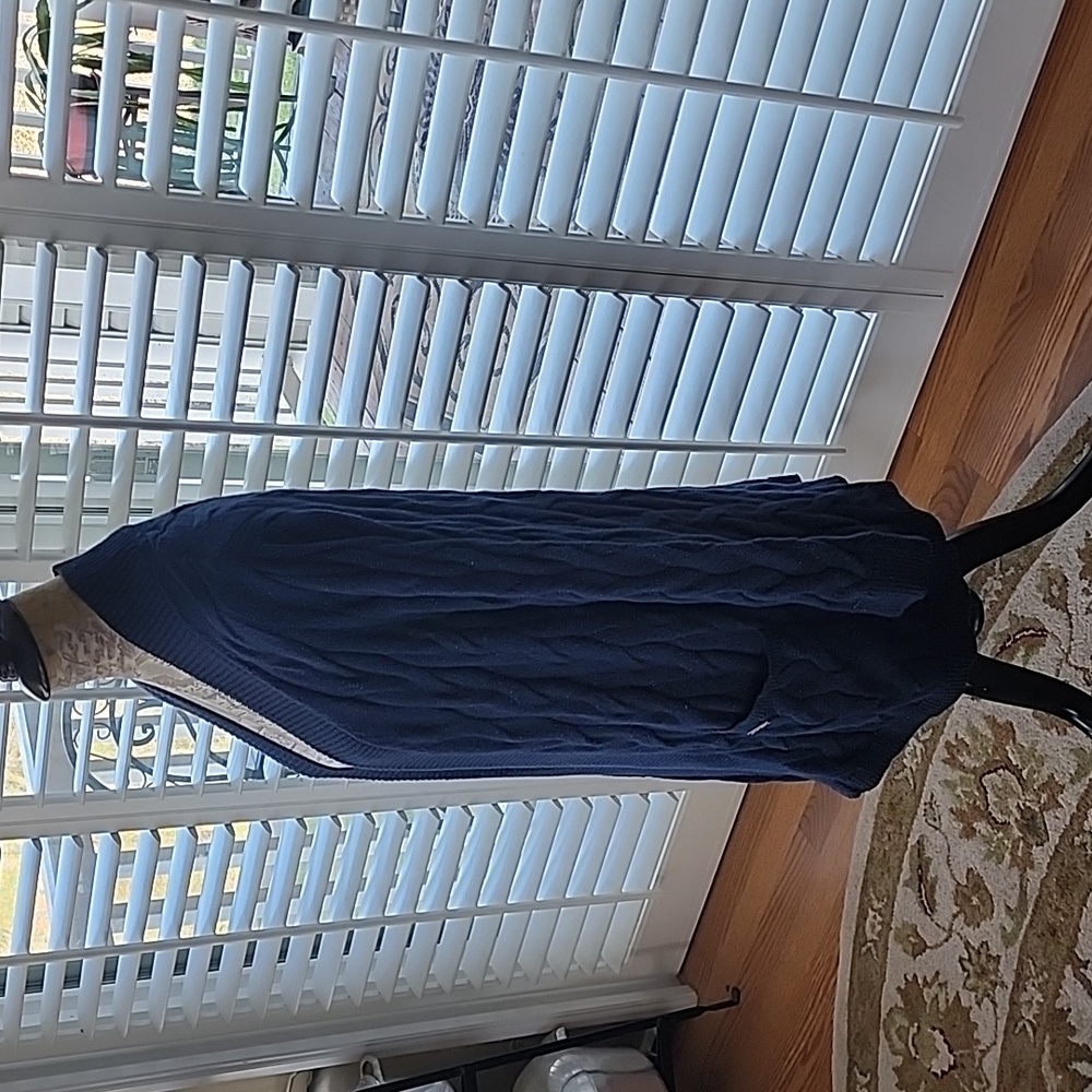 Tommy Hilfiger Womens Plus Metalic Blue Cotton Open Front Cardigan - Size 1X - Picture 3 of 7